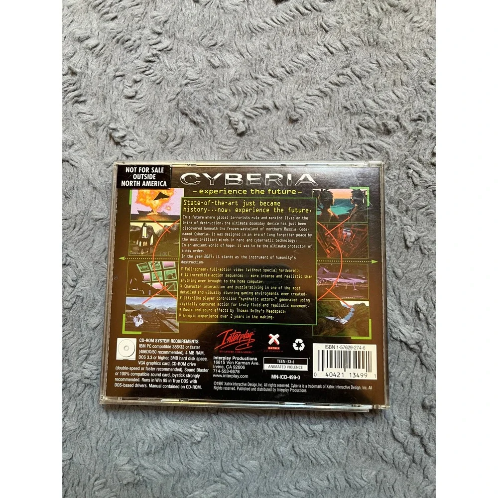 Cyberia 1 and 2 Resurrection PC Videogame Bundle Windows Interplay Retro Sci-Fi